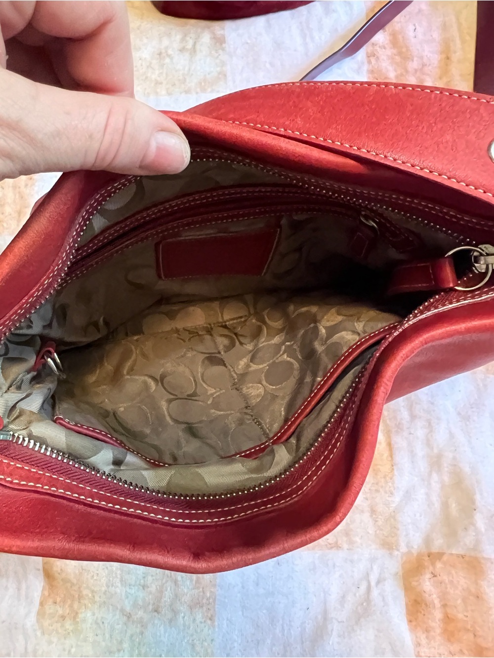Coach Red Leather Shoulder Bag - Picture 9 of 13